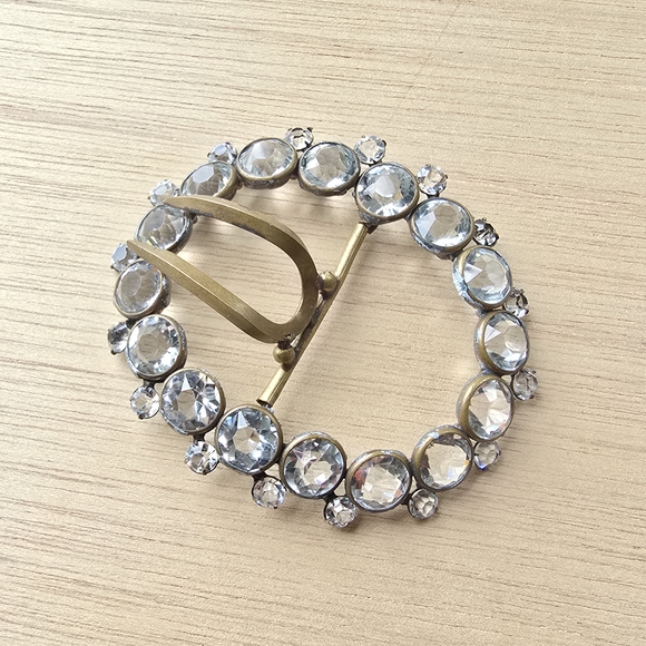 Antique Victorian/Edwardian Paste, Sterling Silver And Gilt ‘Sash’ Buckle Circa - Picture 3 of 4